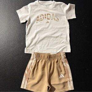 Adidas White and Tan Kids Set